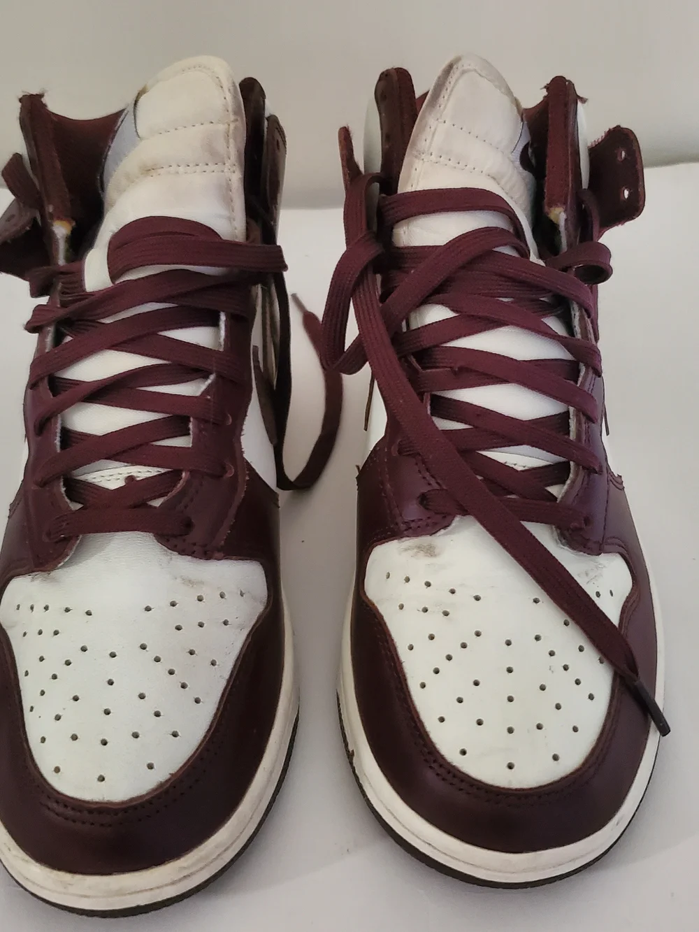 Nike Men’s High-Top Sneakers in White and Burgundy